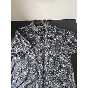 ABLANCHE New York Mens Shirt Small Short Sleeve Button Up Blue Bandana Print